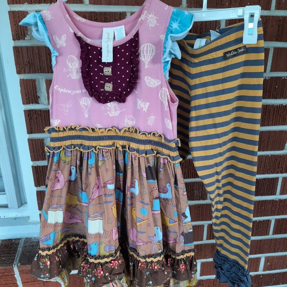 Matilda Jane Butternut tank dress with matching leggings girl size 6